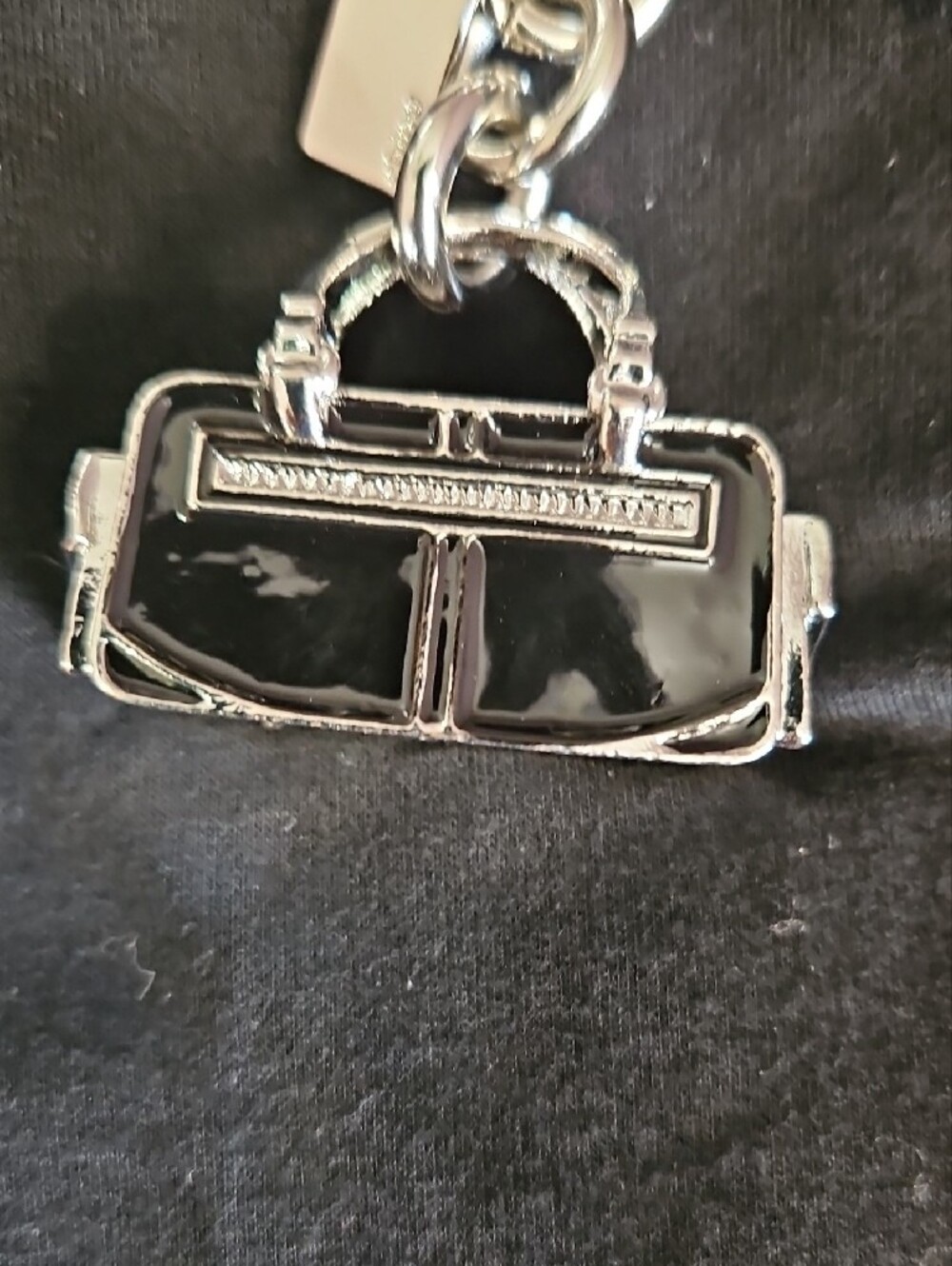 Coach Silver & Black Enamel Handbag Keychain Charm - Picture 6 of 6